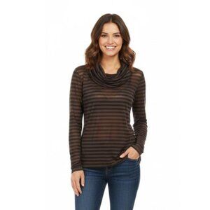 MARC AUREL brown black long sleeves light stripes top t-shirt blouse EUR…